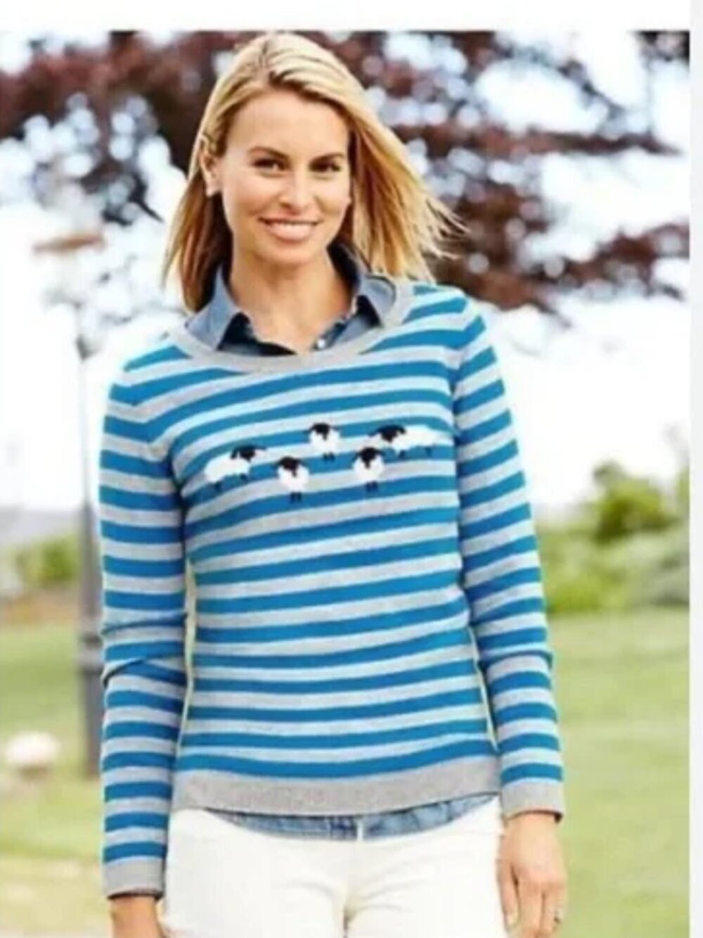 Talbots Striped Sheep Wool Blend Sweater - Picture 1 of 6